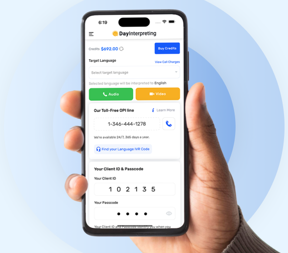 DayInterpreting app interface